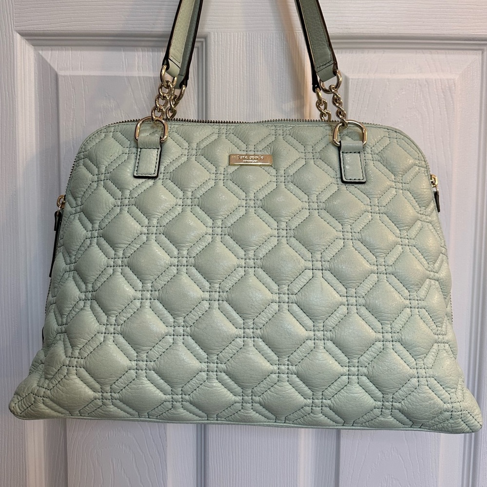Kate Spade leather satchel in mint green & gold hardware.